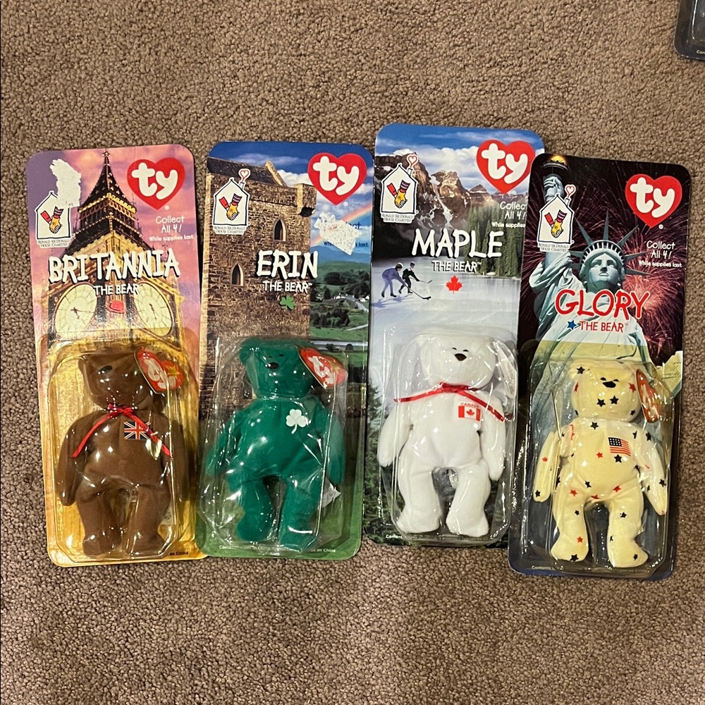 Ty Britannia Bear,  Erin Maple & Glory Bears Beanie Baby toys